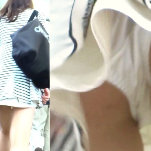 パンチラ盗撮 女子大生 白パンツが見えるエスカレーター