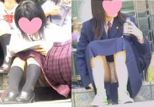 長いスカートで油断して座ってしまったJK