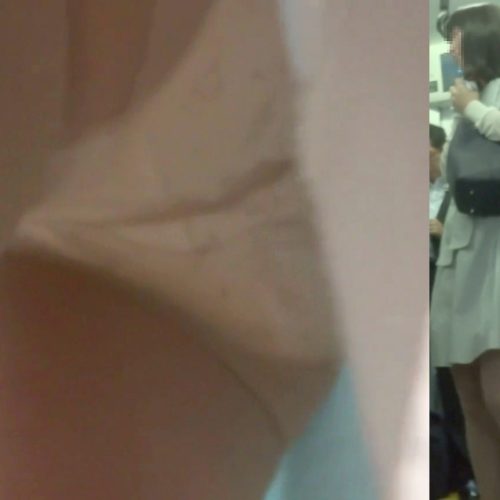 [★顔出し]パンチラ盗撮 OLさん パンストに白パンツ 電車内でこっそり撮影