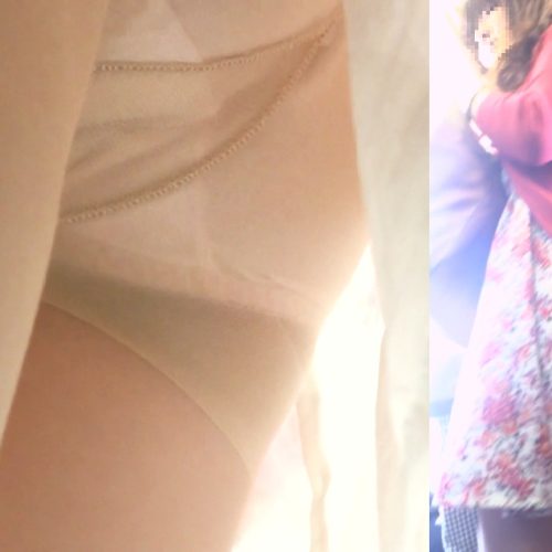 [★顔出し]パンチラ盗撮 OLさん ピンクパンツに超接近 電車内で無理やり撮影