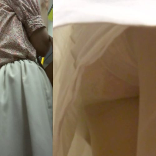 パンチラ盗撮 OLさん パンスト越しのピンクのパンツがモロ見え
