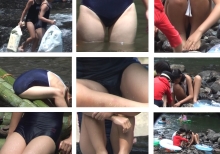 超・高画質　濡れるスクール水着　川遊び