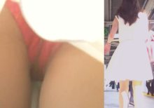 パンチラ盗撮 OLさん エスカ駆け上がり中の派手な赤パンツ