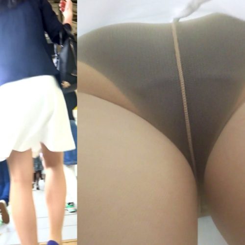パンチラ盗撮 OLさん 黒パンツに超接近