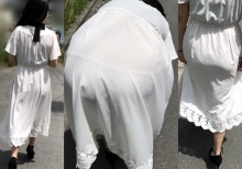 【素人追跡街撮り】どう見てもパンティーが透けちゃってるプリプリ尻の女の子を追っかけてみました!!