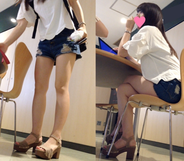 カフェの涼しげJDのエロ脚と可愛い顔をたっぷり観察?
