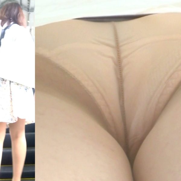 パンチラ盗撮 OLさん ベージュのパンツに超接近