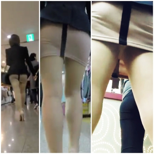 タイトミニ　追跡　逆さ　エロい尻