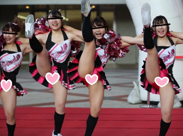 【4K高画質】チア１　有名ピンスコチームのラインダンス激写！【JDピンクアンスコ丸出し】
