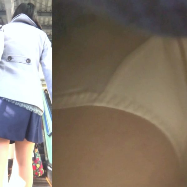 パンチラ盗撮 女子大生 白パンツを超接近撮影