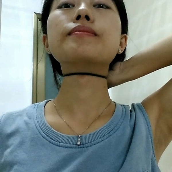 girls palyed with her large adams apple