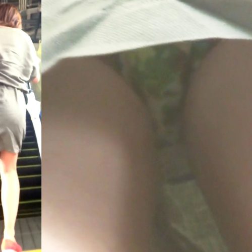 パンチラ盗撮 OLさん 迷彩柄っぽいハデなパンツをエスカ直下撮り